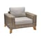 Armen Living Bahamas Outdoor Wicker & Teak Wood Lounge Chair with Beige Olefin LCBACHBR - alternate 1
